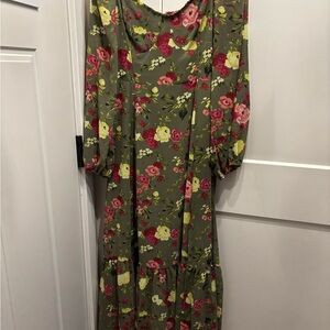 Bar III Red and Pink Long Sleeve Sundress